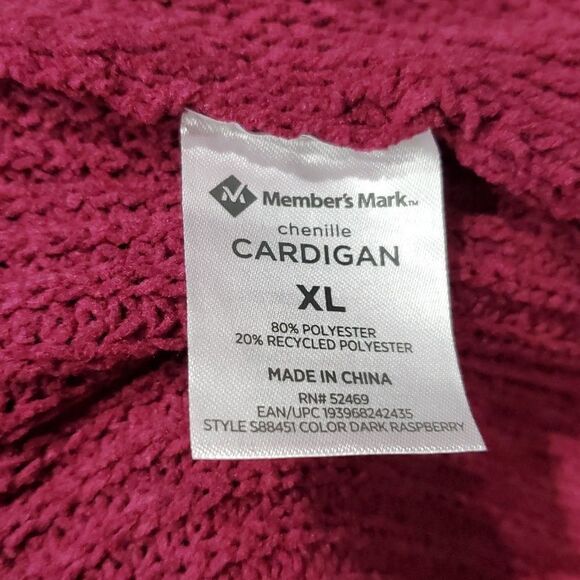 Members Mark Chenille Cardigan Sz XL Open Front Super Soft Loose Weave 425 - Picture 8 of 8